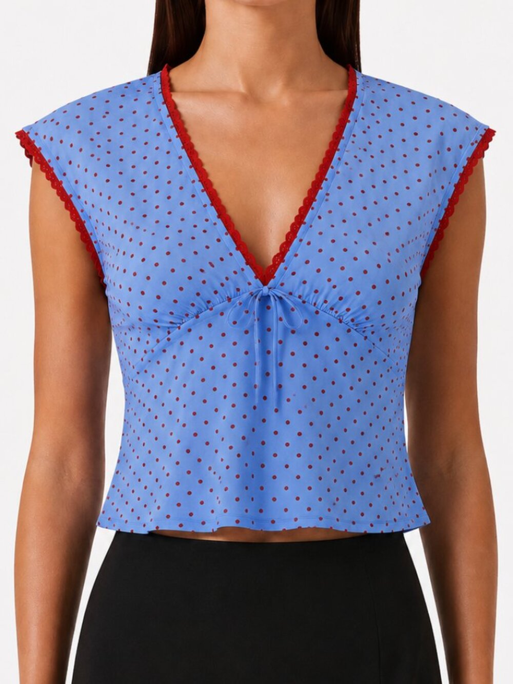 Reformation Cherry Top Summertime Dot Blue Polka Dot 6